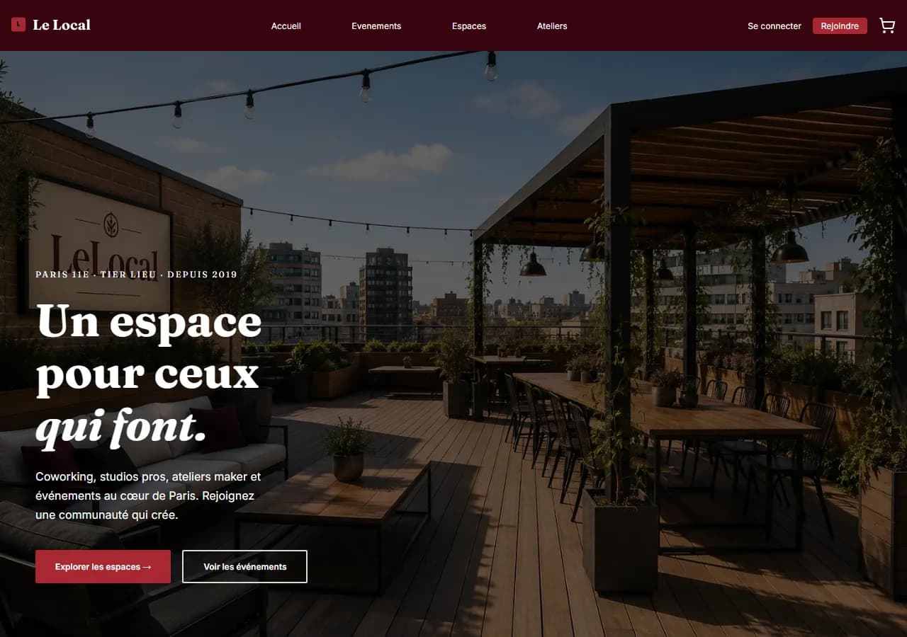 Le Local — La réservation d’un tiers-lieu, reprise et durcie.